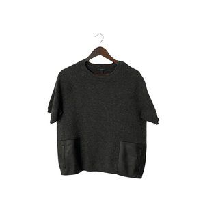 J. Crew Merino Wool Leather Pockets Sweater gray size‎ medium